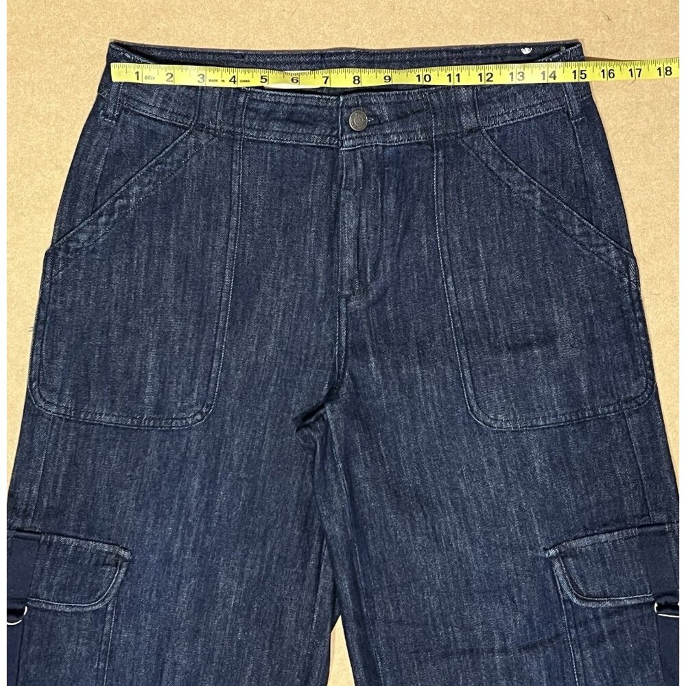 pilcro anthropologie size 27 denim cargo jeans Wide Leg blue Zipper - Picture 5 of 12